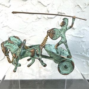 Achilles On Chariot Trojan-War Bronze Sculpture/Statue